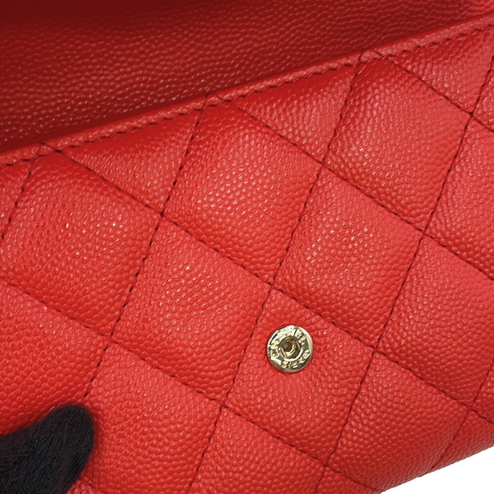 CHANEL Red Caviar Leather Logo Wallet - Picture 7 of 16